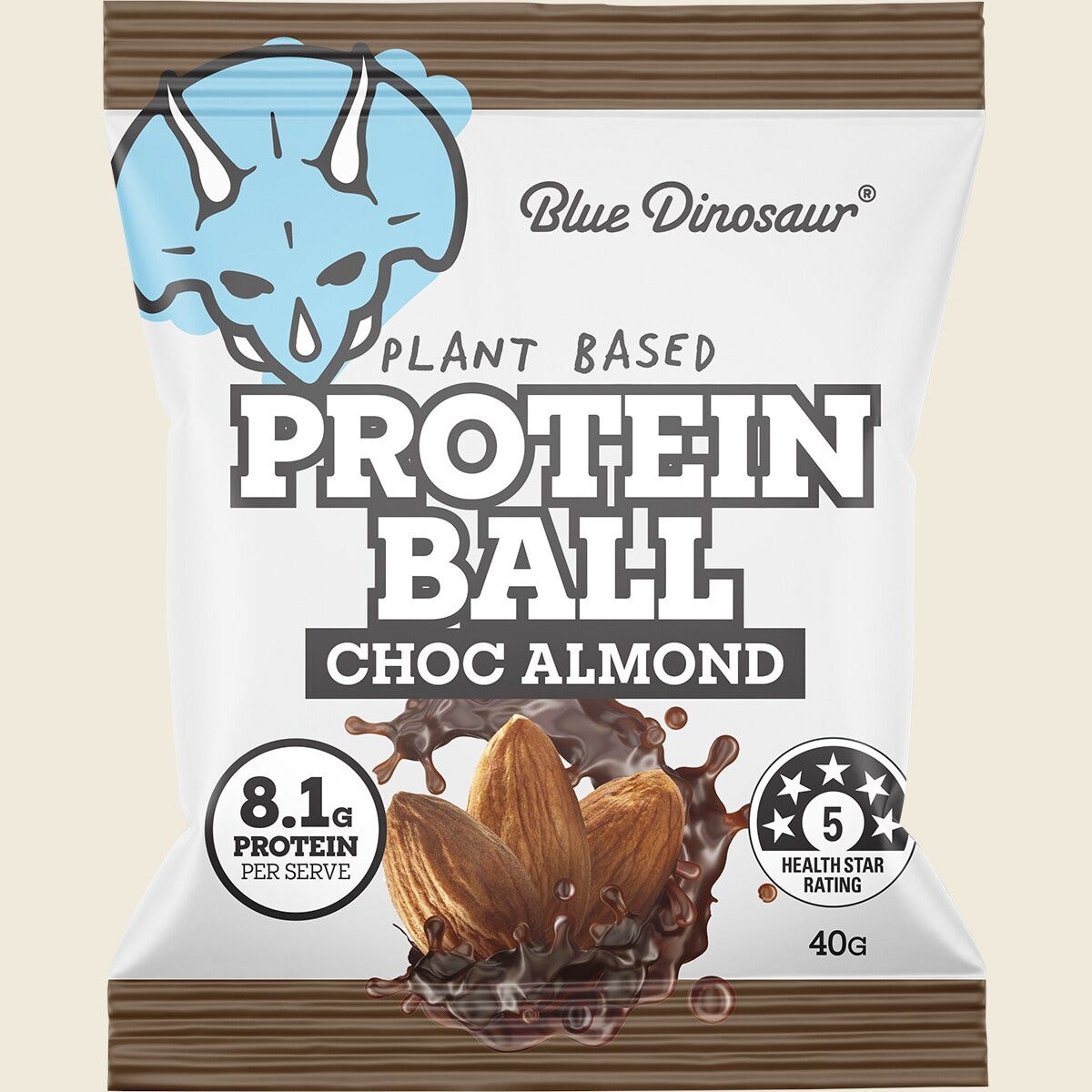 Blue Dinosaur Protein Ball Choc Almond 12x40g
