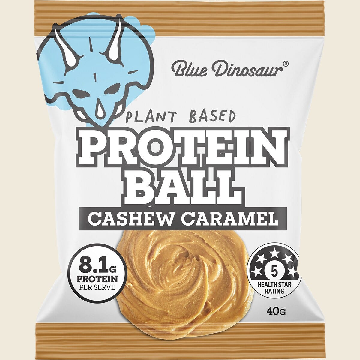 Blue Dinosaur Protein Ball Caramel Cashew 12x40g