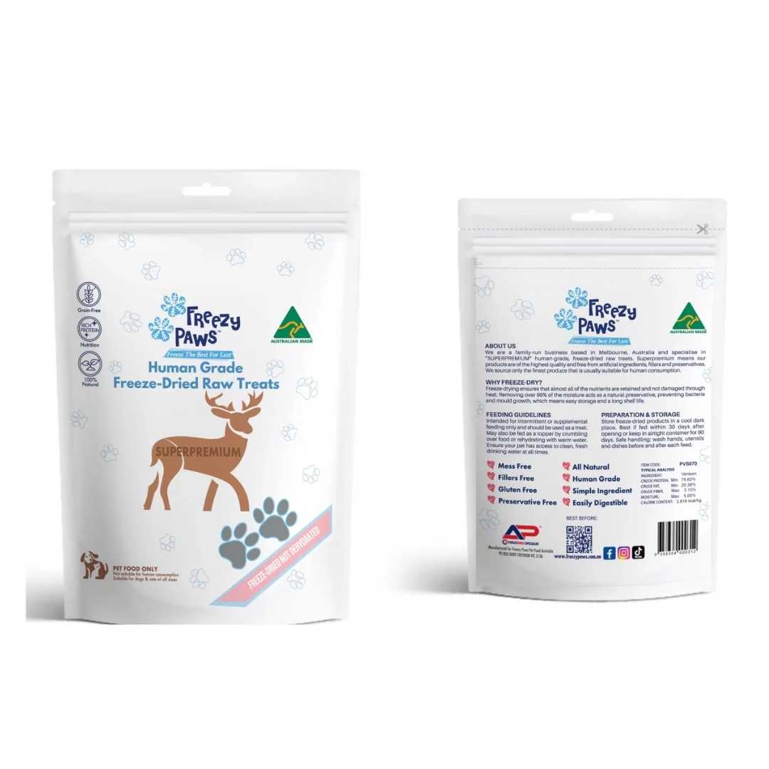 Freezy Paws Venison Steak Raw Treats for Cat & Dog 70g