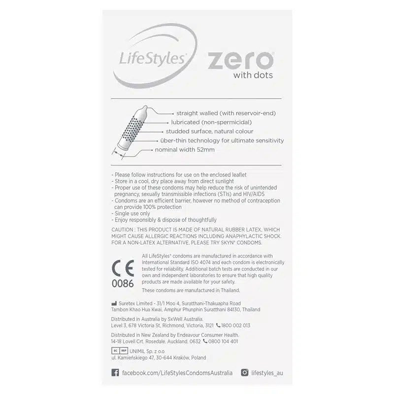 LifeStyles Zero with Dots Condoms 10pc