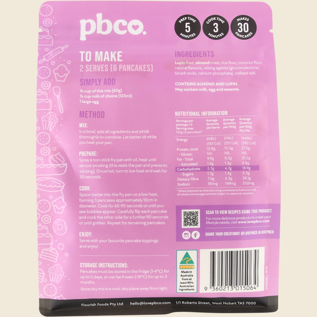 PBco Pancake & Pikelet Mix Low Carb 300g