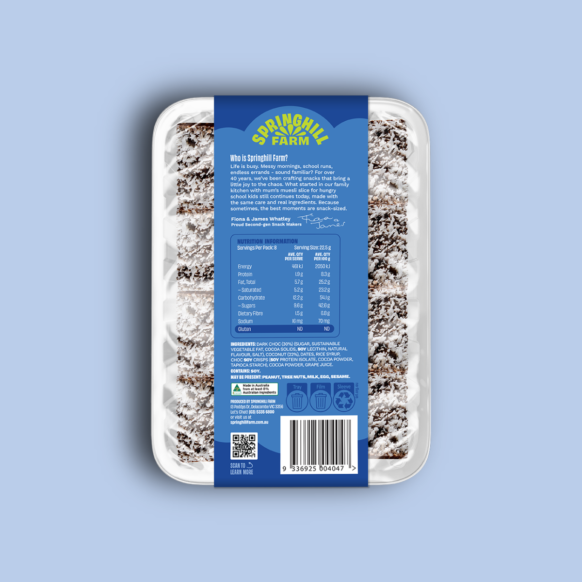 Springhill Farm Choc Coconut Slice Tray 8 pce 180g