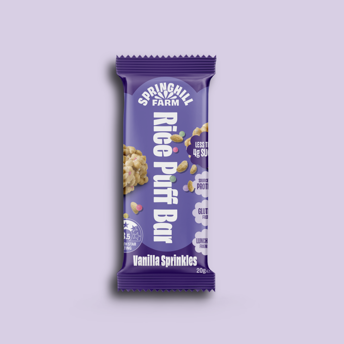 Springhill Farm Rice Puff Lunchbox Snack Bar Vanilla (4 Pack)