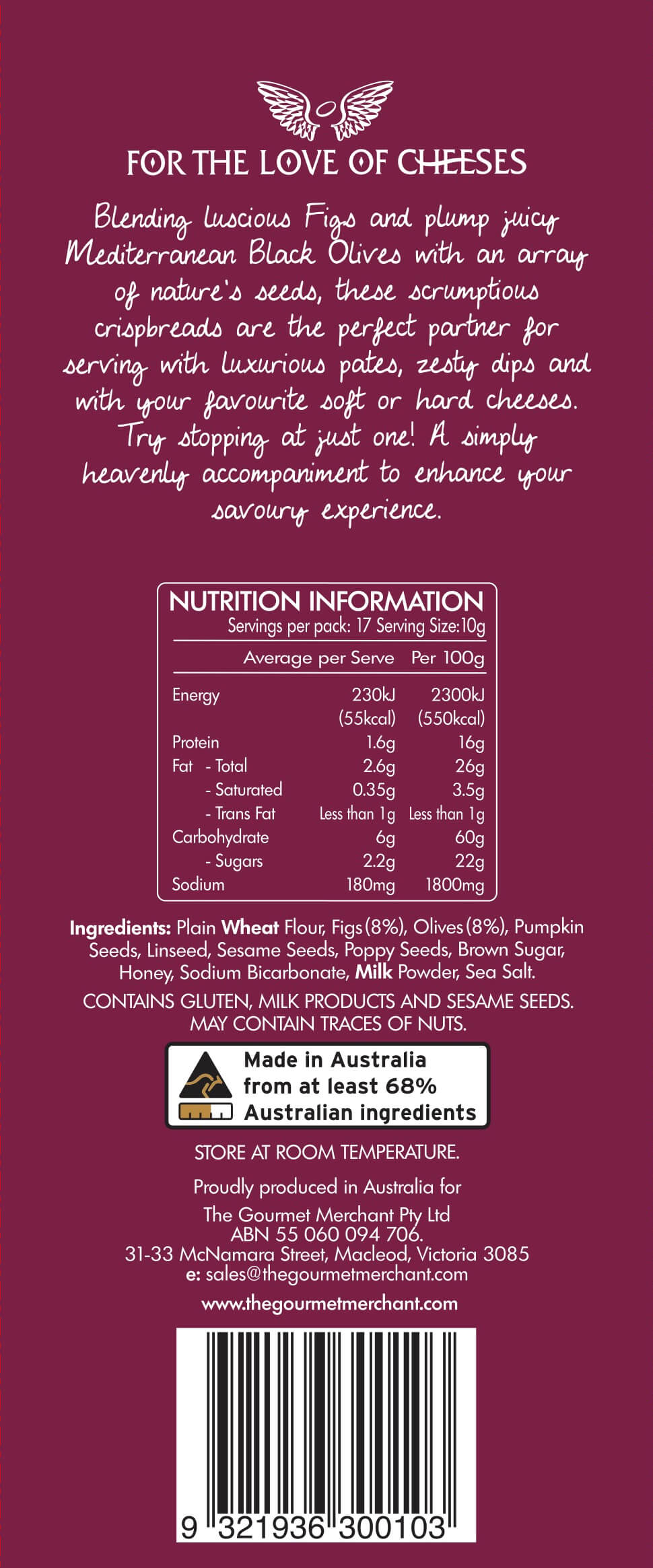 Fig and Olive Fruit and Seed Crispbreads