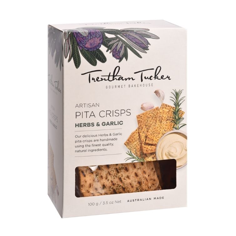 Trentham Tucker Artisan Pita Crisps – Herbs & Garlic 100g