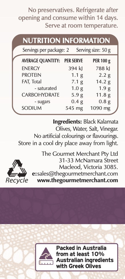 Black Kalamata Olives in Pouch
