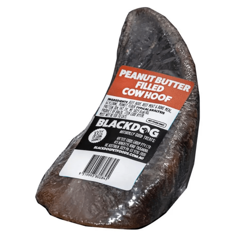 Black Dog Filled Cow Hoof Peanut Butter