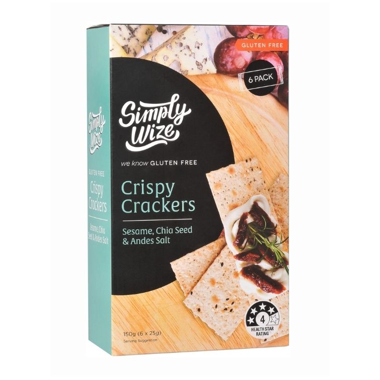 Simply Wize Crispy Crackers – Sesame, Chia Seed & Andes Salt 150g
