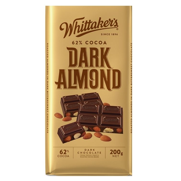 Whittakers Dark Almond Chocolate Block 200g