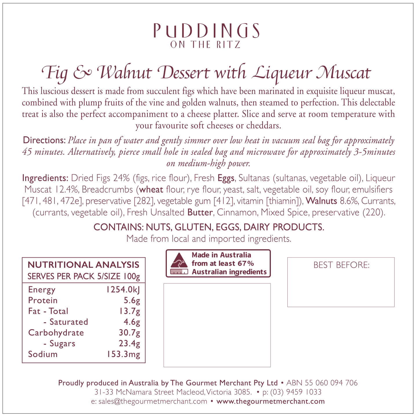 Fig and Walnut Dessert Pudding with Liqueur Muscat