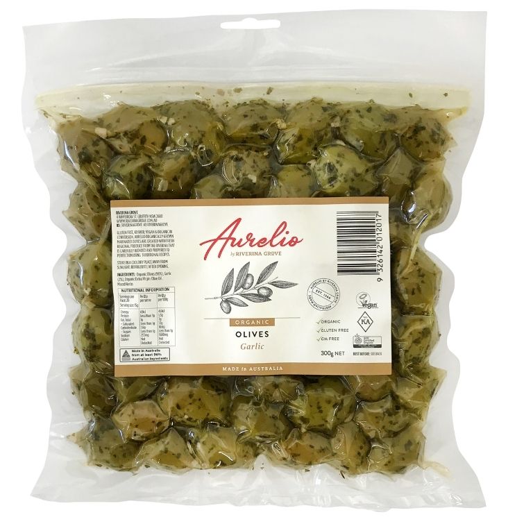 Aurelio Garlic Olives 325g