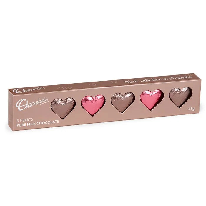 Chocolatier Solid Milk Chocolate Hearts - Pink & Mocha 45g