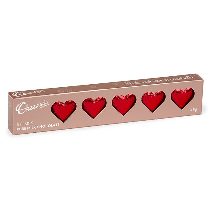 Chocolatier Solid Milk Chocolate Hearts - Red 45g