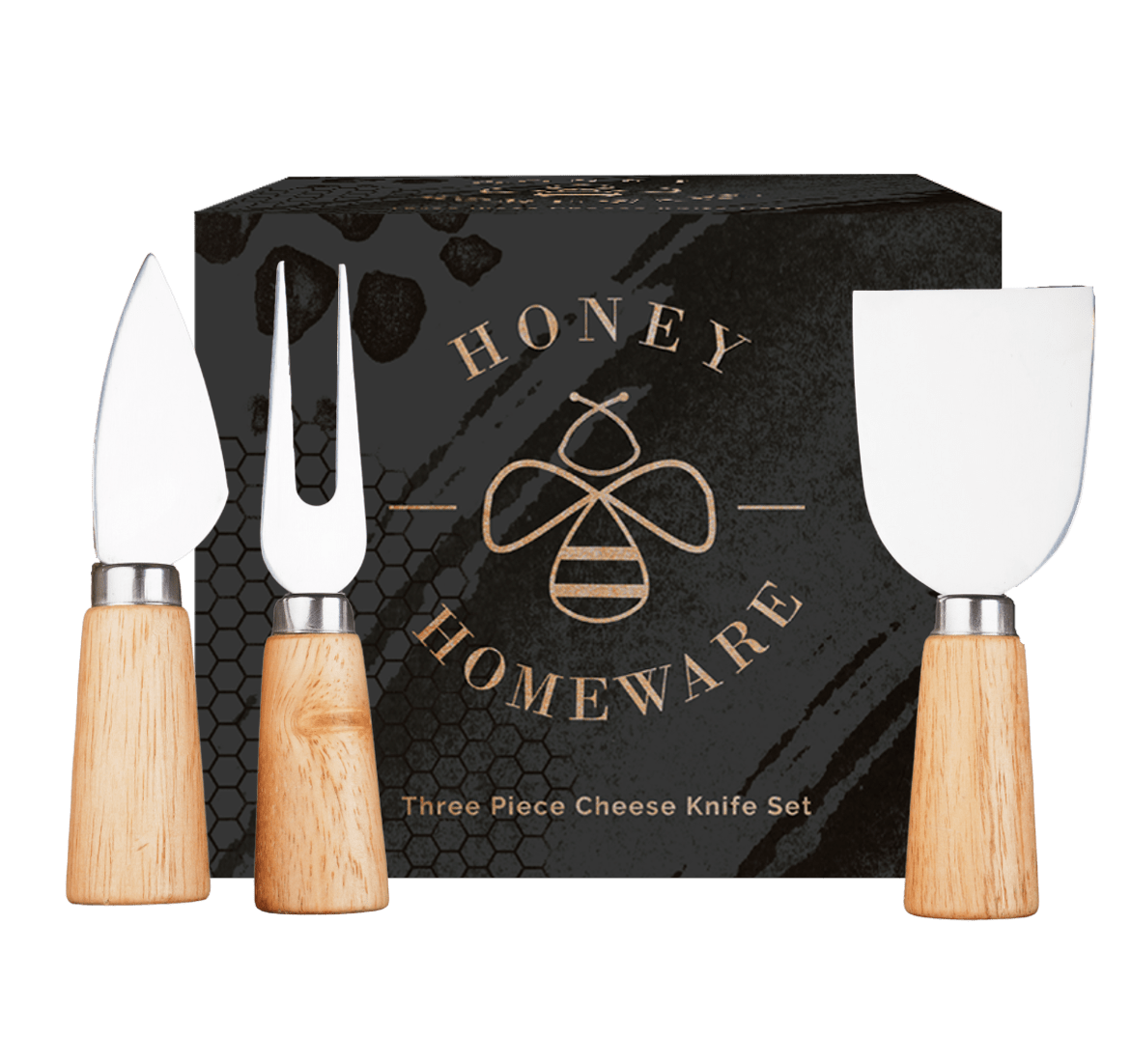 HONEY HOMEWARE CHEESE BOARD WITH 3 PIECE CUTTER SET