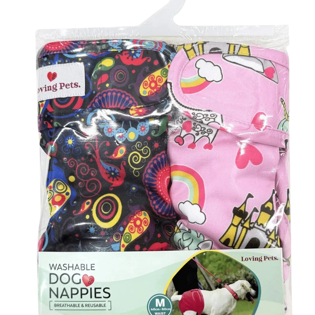 LOVING PETS WASHABLE NAPPIES PINK/PURPLE XSMALL