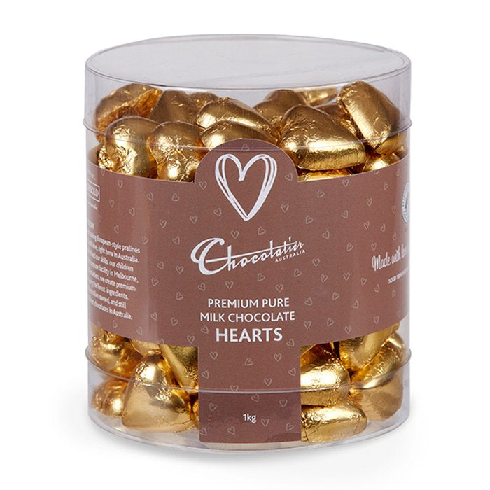 Chocolatier Milk Chocolate Hearts - Gold 1kg