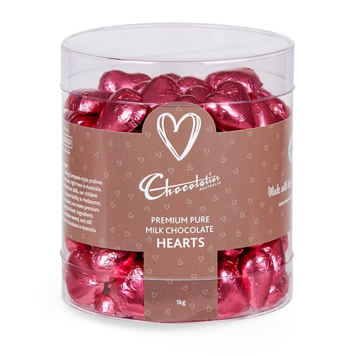 Chocolatier Milk Chocolate Hearts - Pink 1kg