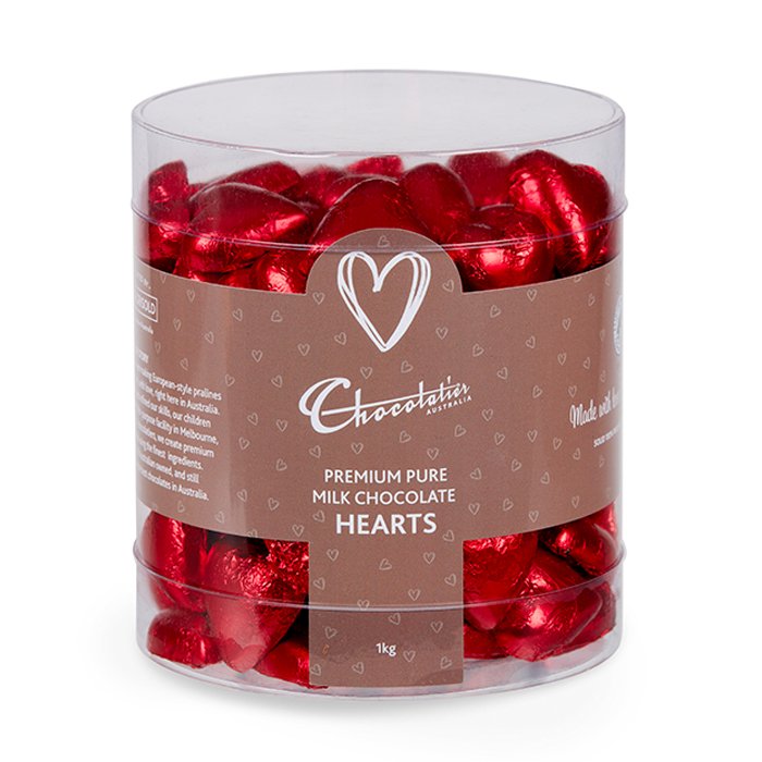 Chocolatier Milk Chocolate Hearts - Red 1kg