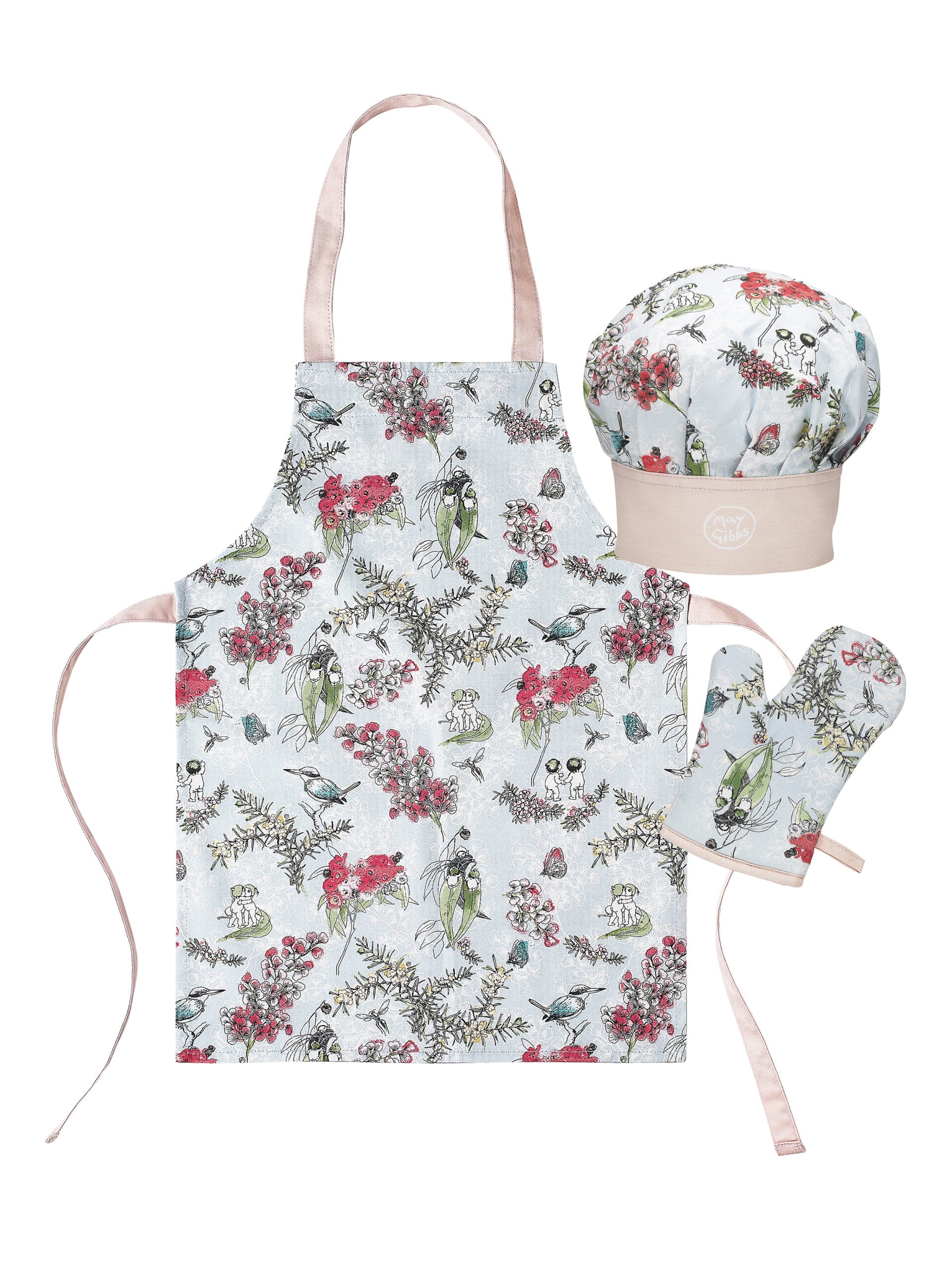 May Gibbs 100% cotton 3 piece kid's Chef Set - Blossom