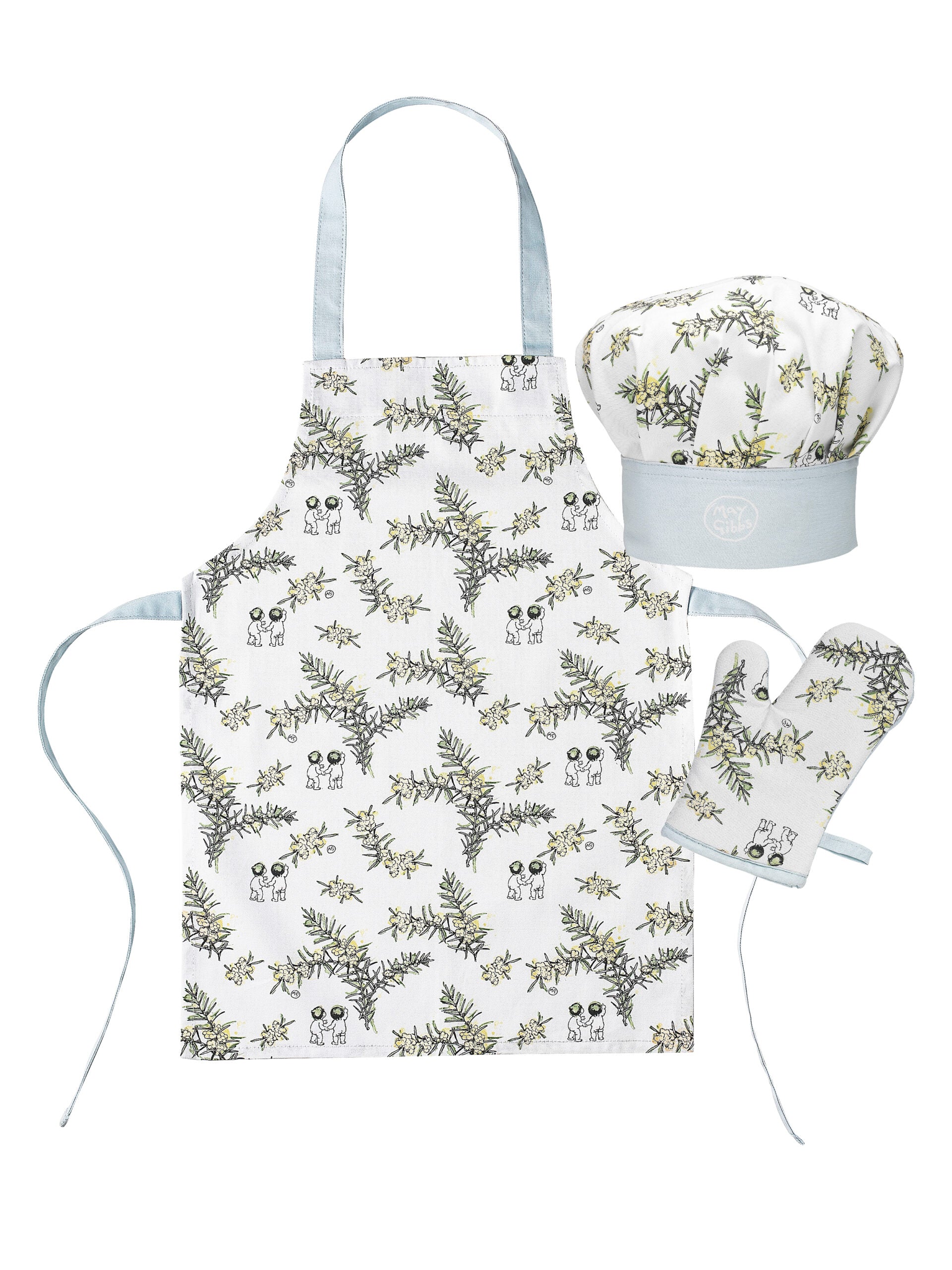 May Gibbs 100% cotton 3 piece kid's Chef Set - Wattle