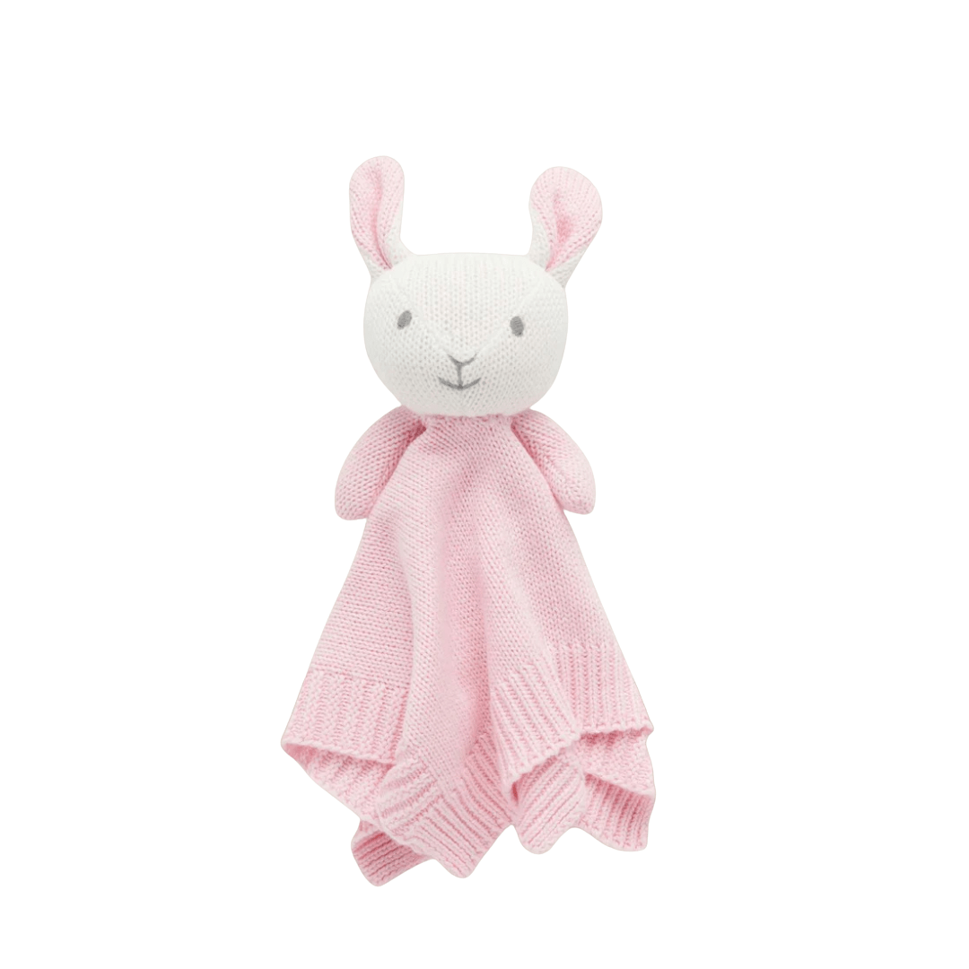 Pure Baby Pink Knitted Bunny Comforter