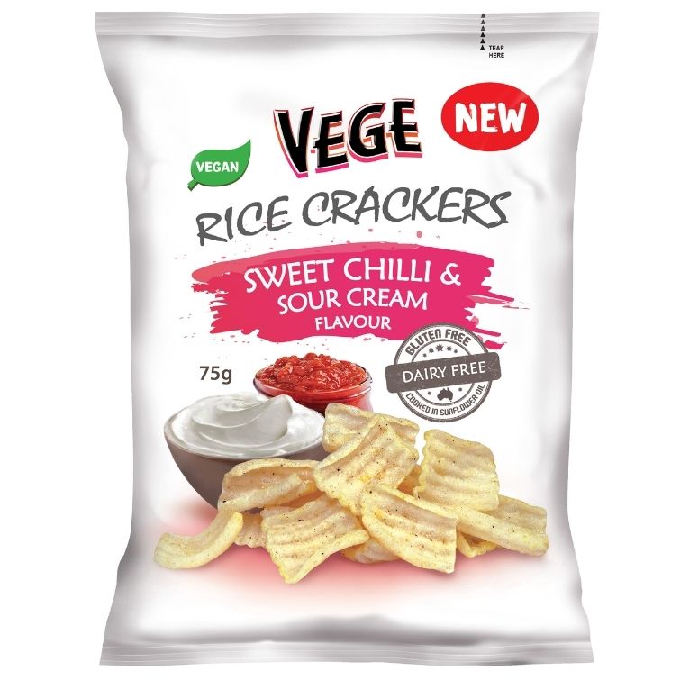 Vege Rice Crackers Sweet Chilli & Sour Cream 75g