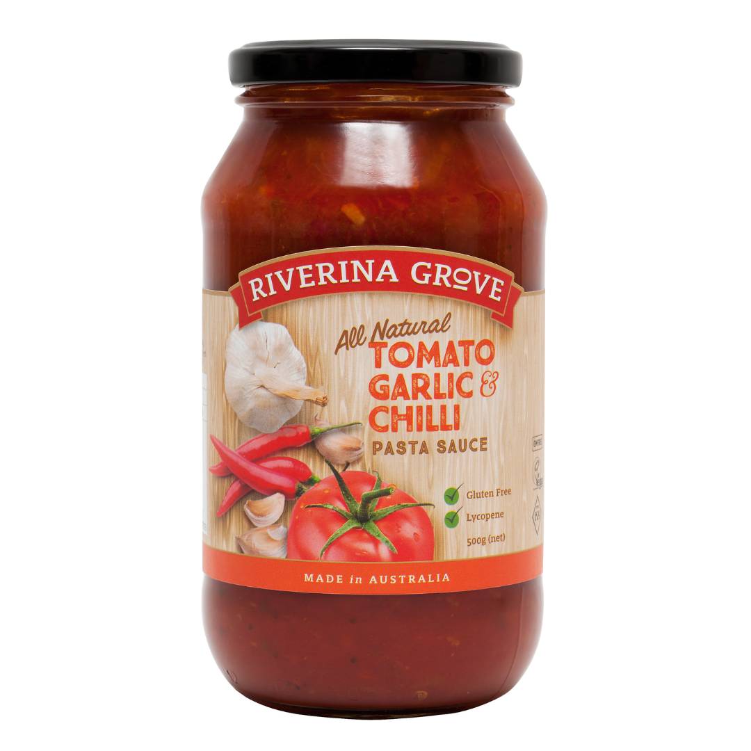 Riverina Grove Pasta Sauce Tomato, Garlic & Chilli 500g