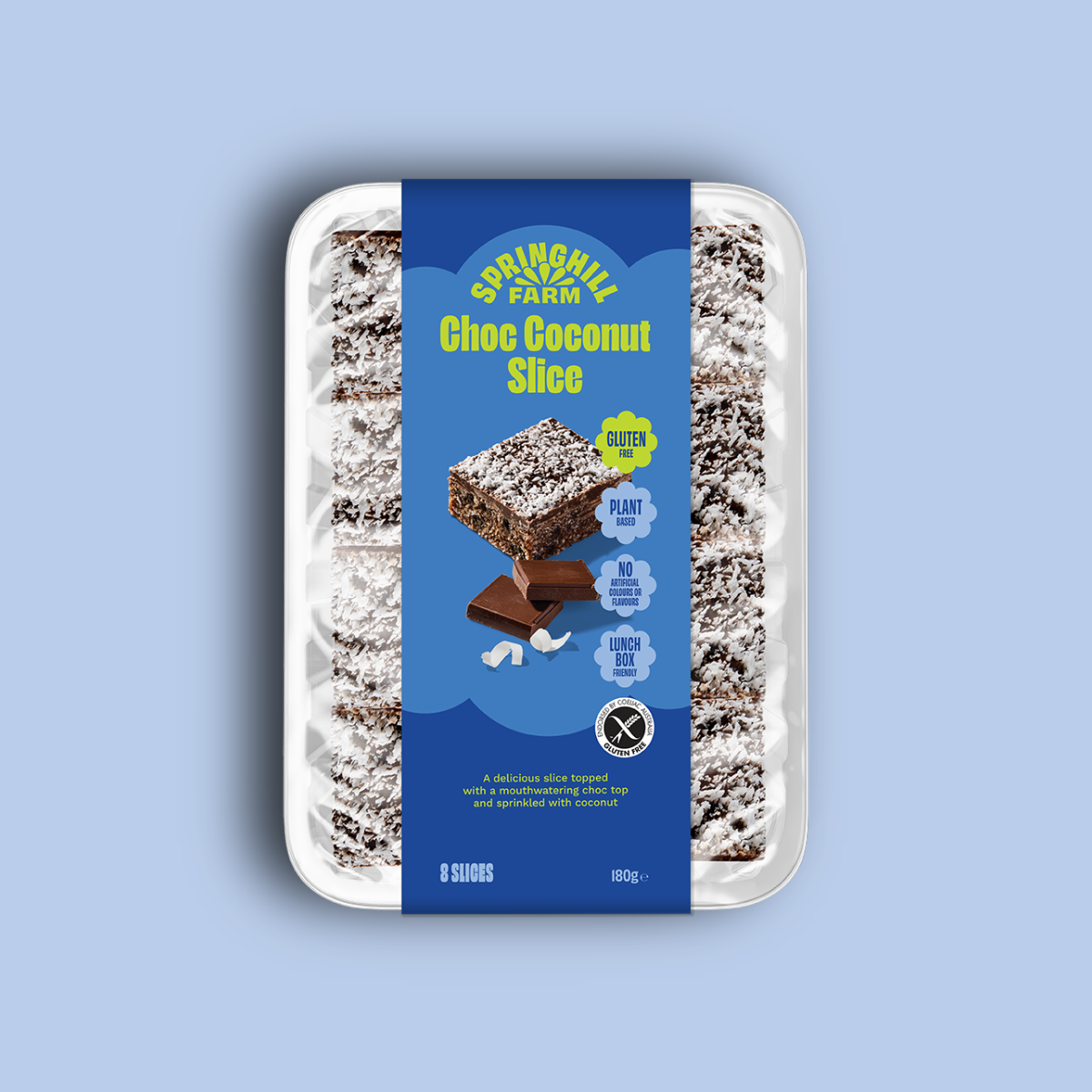 Springhill Farm Choc Coconut Slice Tray 8 pce 180g
