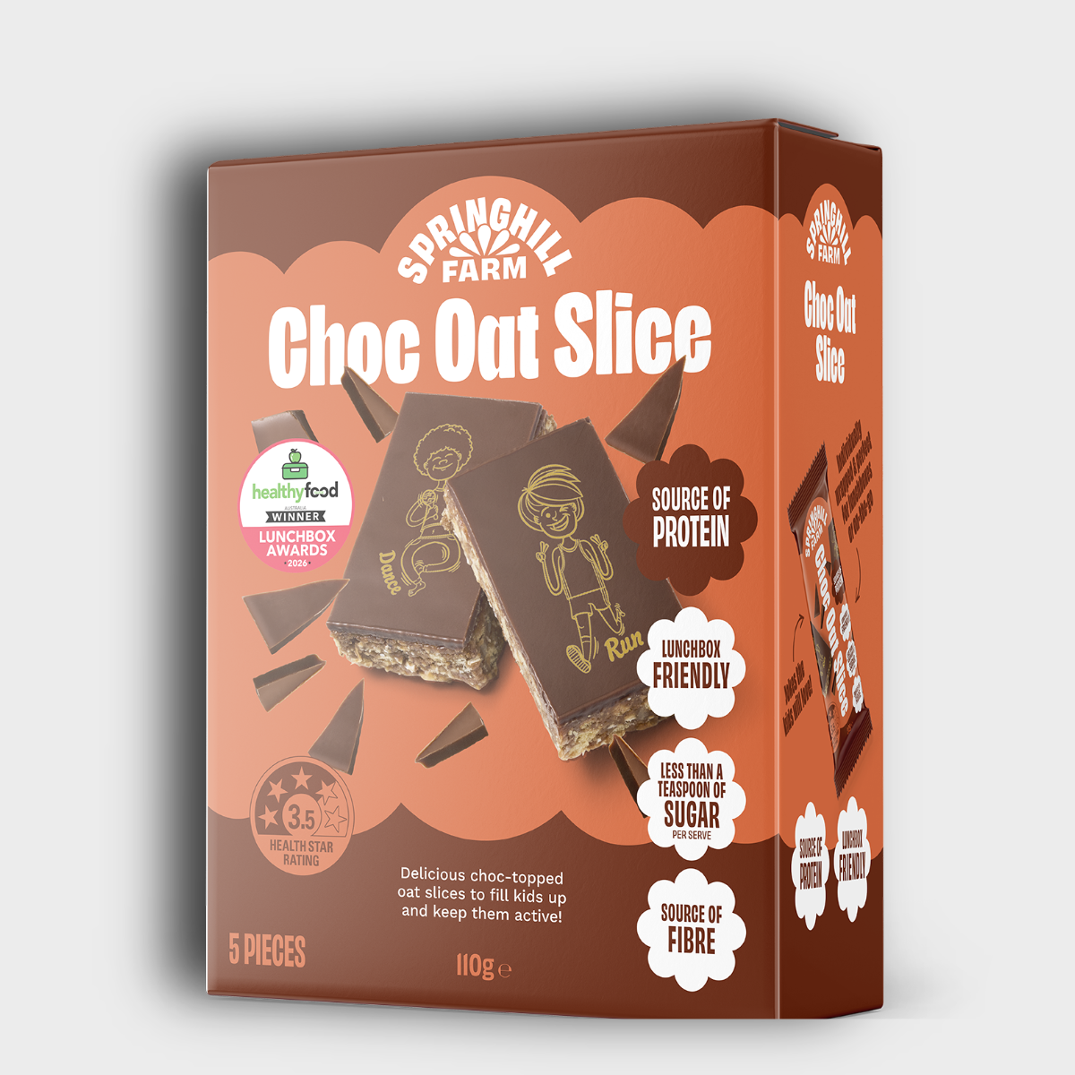 Springhill Farm Choc Oat Lunchbox Slice Bar 5 Pack