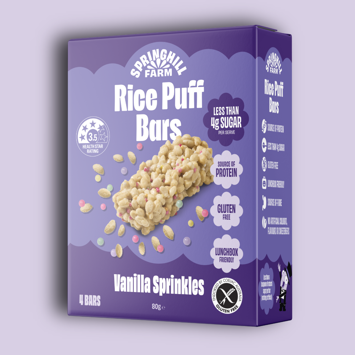 Springhill Farm Rice Puff Lunchbox Snack Bar Vanilla (4 Pack)