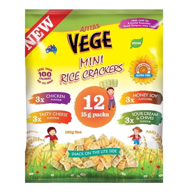 Vege Mini Rice Crackers Variety 12 pack 180g – Amazing Brands Australia
