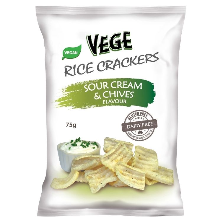 Vege Rice Crackers Sour Cream & Chives 75g