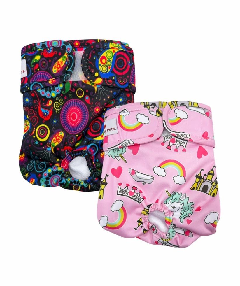 LOVING PETS WASHABLE NAPPIES PINK/PURPLE MEDIUM 2PK